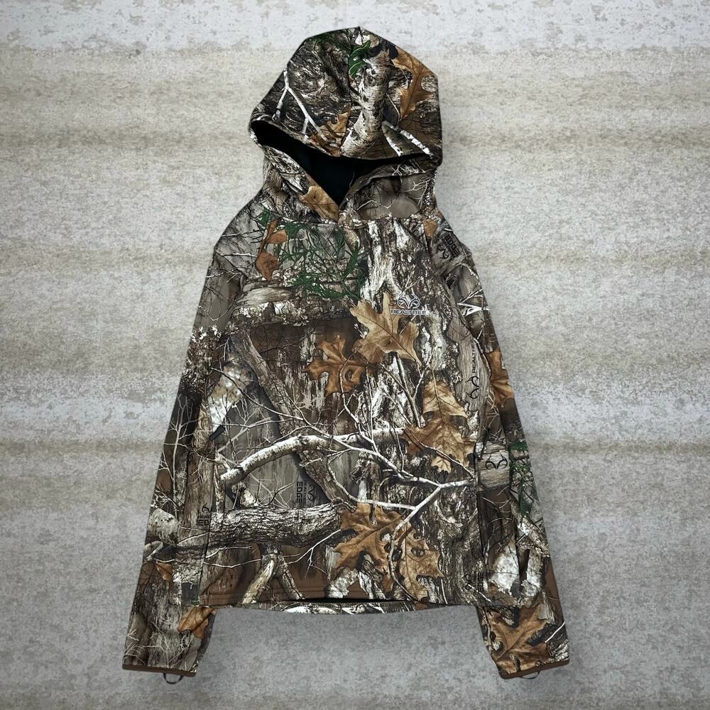 Vintage 90s Realtree Hoodie Youth M Hunting Camo Polyester Pullover Woodland